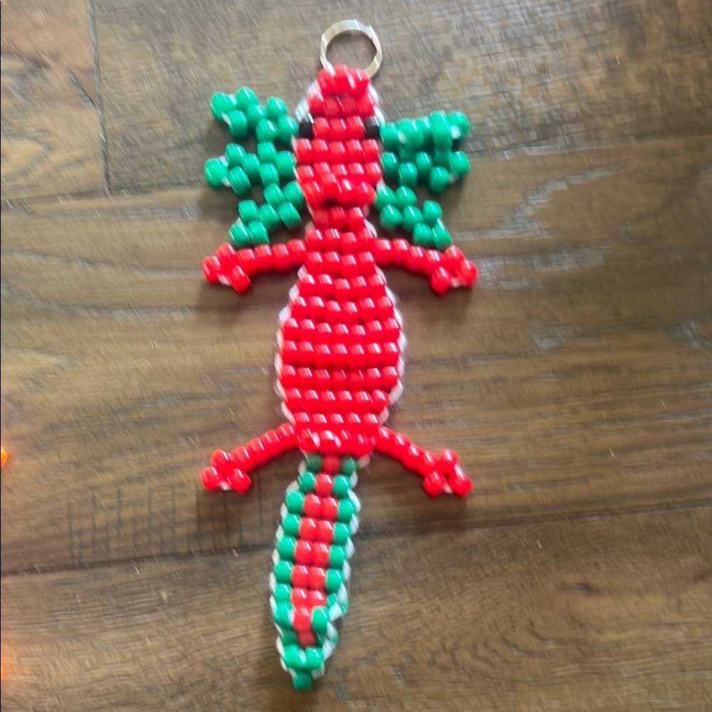 Colorful Beaded Axolotl Key Ring Holder